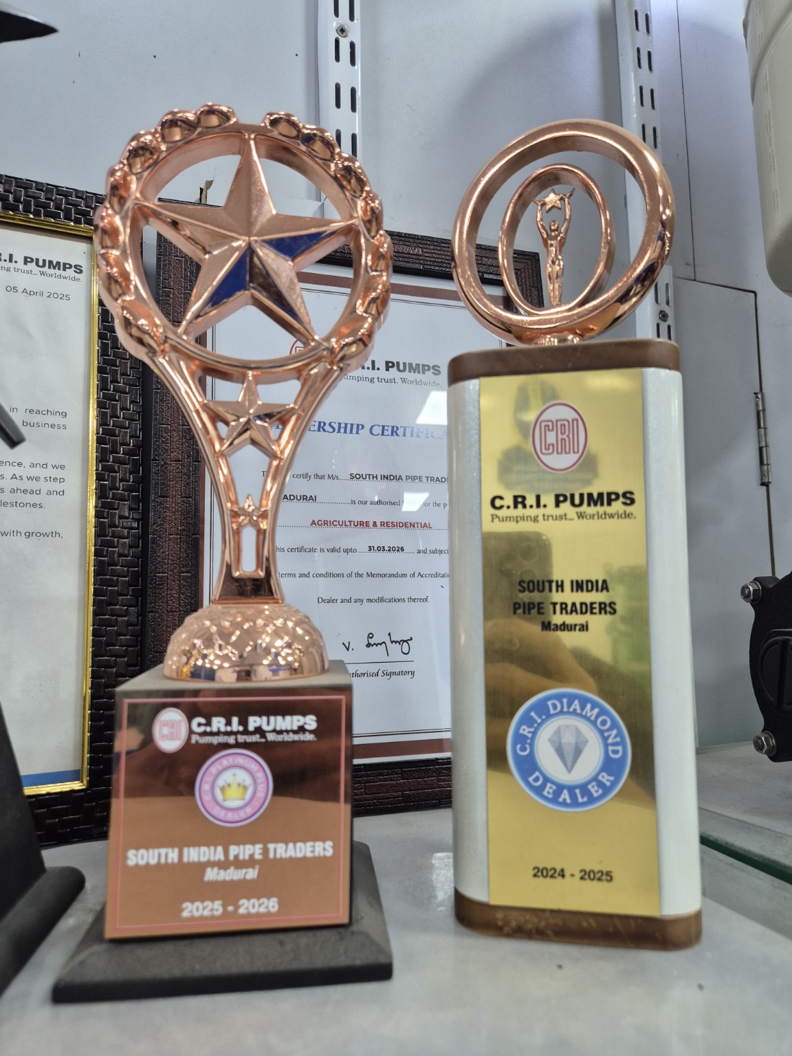 C.R.I. Pumps awards and recognition - South India Pipe Traders