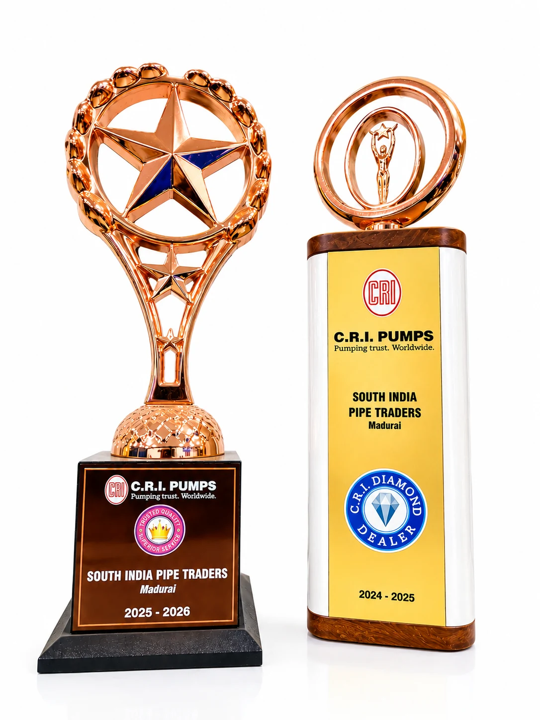 CRI Diamond Dealer and Platinum Plus Dealer awards - South India Pipe Traders Madurai